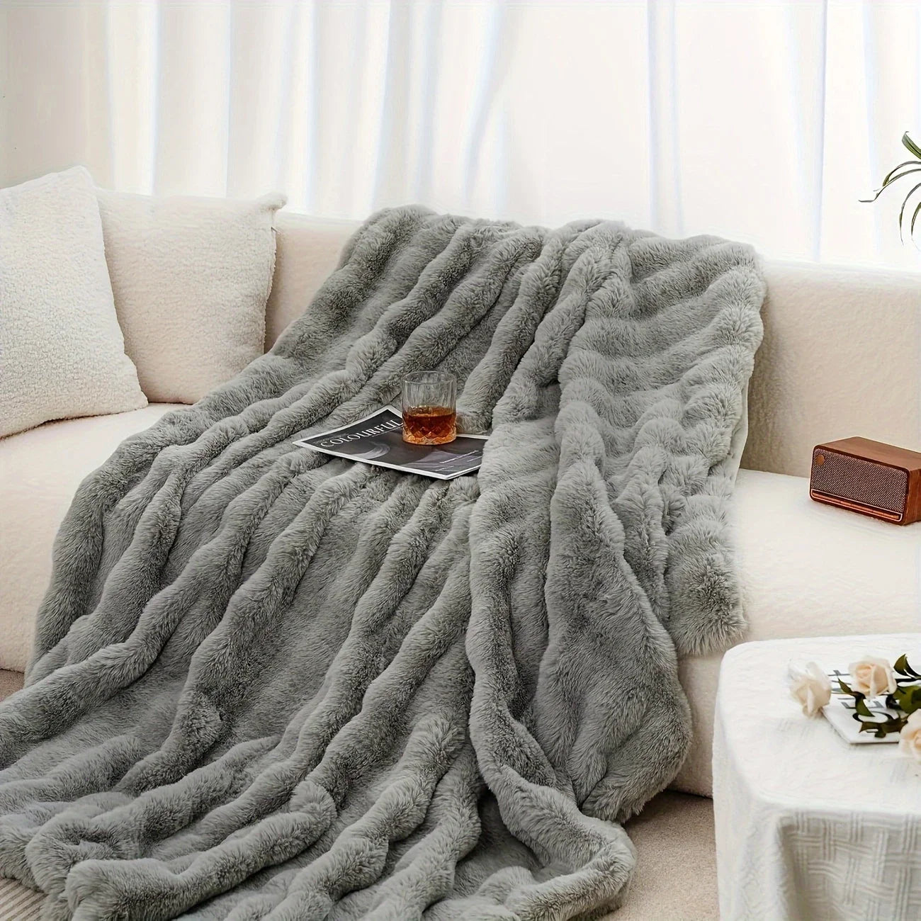 Faux Rabbit Fleece Blanket